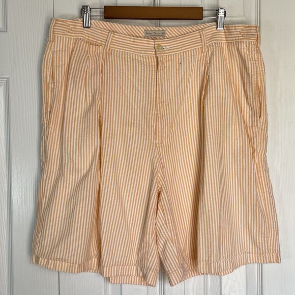 Men’s Shorts Size 38 Cotton Orange Pleated James Tattersall - Picture 10 of 16